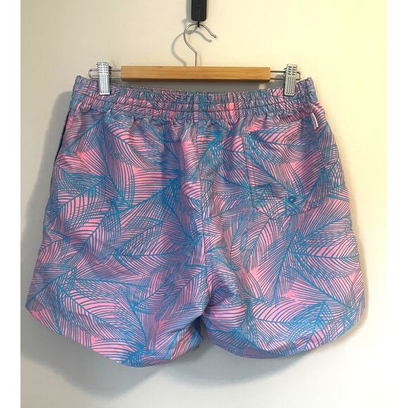 CHUBBIES | Pink and Blue Palm Print Swim Trunks | Size Large - Picture 2 of 7